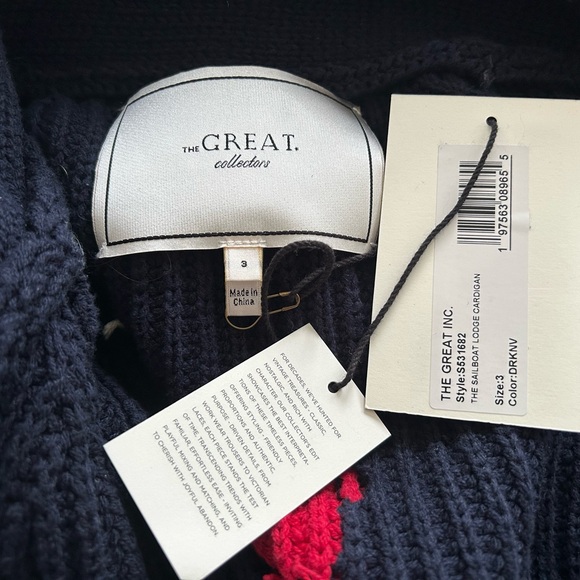 New The Great Lodge Sailboat Cardigan Size 3 Large - Picture 7 of 8